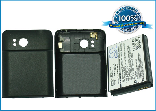 HTC Thunderbolt Thunderbolt 4G ADR6400 Extended With Back Cover yhteensopiva akku - 2400 mAh