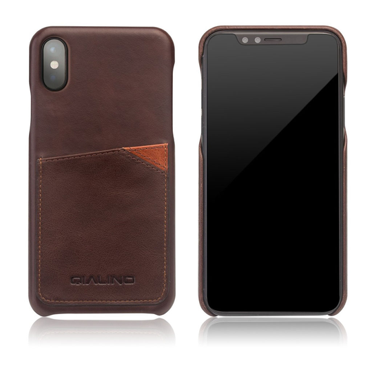 QIALINO iPhone X design suojakuori - Kahvi