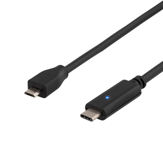 USB 2.0 -kaapeli, Type C - Type Micro B Uros, 1 M, Musta