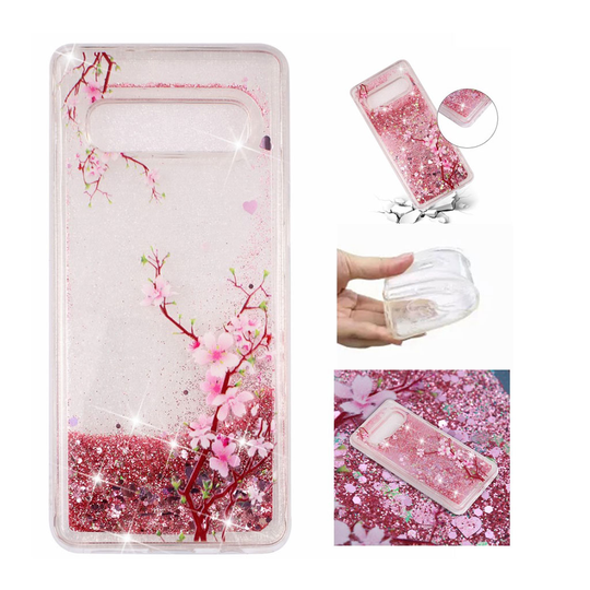 Samsung Galaxy S10 glitteri paljetti kuosinen suojakotelo - Luumukukka