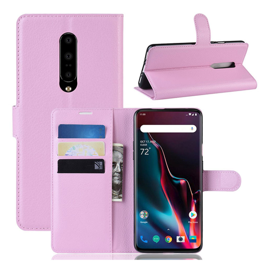 OnePlus 7 Pro litchi leather case - Pink