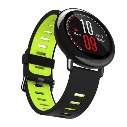 Universaali Xiaomi Huami Amazfit Vaihdettava Silikooni Kellon Ranneke - Musta/ Vihreä