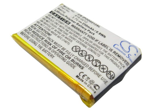 Apple iPOD Shuffle iPOD Shuffle MB226LL/A iPOD Shuffle MB228LL/A akku 250mAh