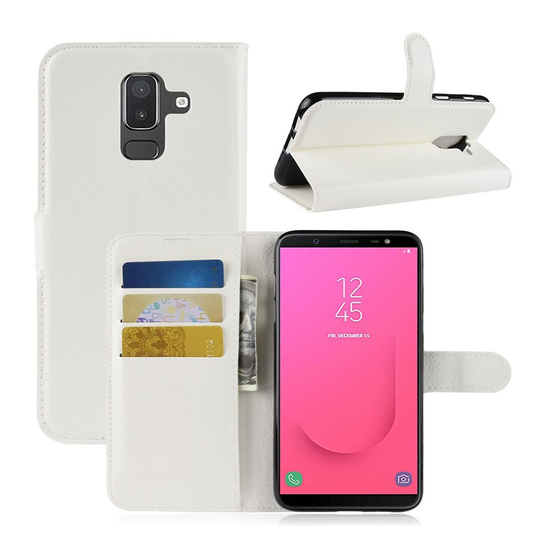 Samsung Galaxy J8 (2018) Liitsihedelmän Jyväinen PU Nahka Puhelimen Lompakko Suoja Kotelo - Valkoinen