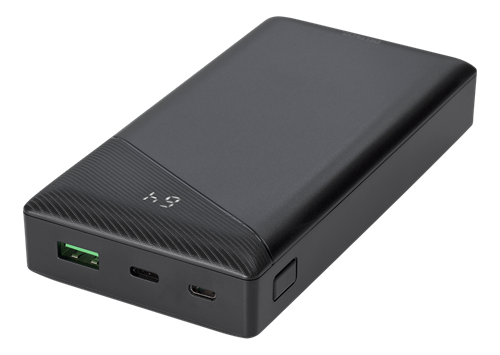 Varavirtalähde, 20 000 MAh, 3 A, 18 W, 74 Wh, 1 X USB-A, 1 X USB-C PD, Pikalataus, Musta