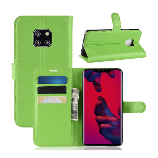 Huawei Mate 20 Pro liitsihedelmä jyvä rakenne pintainen synteetti nahkainen lompakko suojakotelo magneetti lukolla - Vihreä