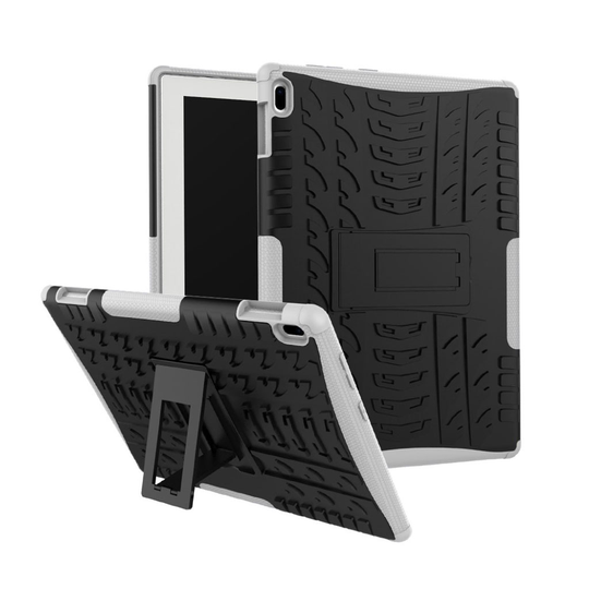 Lenovo Tab 4 10 Anti-Slip Rengas Kuvio Muovi ja TPU Hybriidi Suoja Jalkatuella - Valkoinen