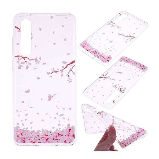 Huawei P30 printtikuosi suojakotelo - Pinkki Tippuvat Kukat Terälehdet