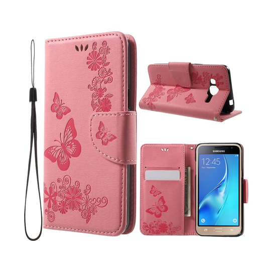 Moberg Samsung Galaxy J3 (2016) Nahkakotelo Läpällä - Pinkki