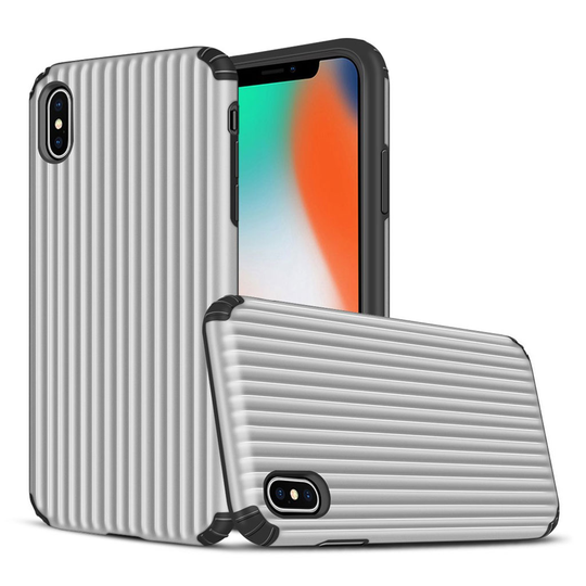 iPhone Xs Max suitcase shape hybrid case - Silver