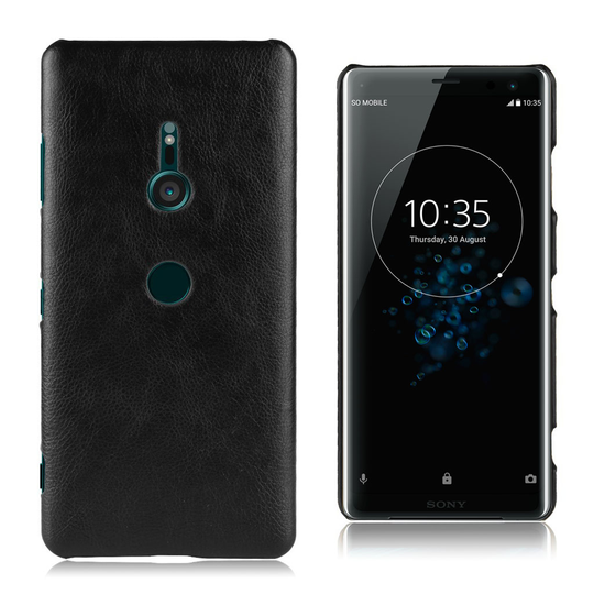 Sony Xperia XZ3 liitsihedelmä pintainen synteetti nahkainen muovi pohjainen suojakuori - Musta