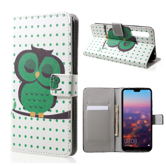 Huawei P20 persoonallinen suojakotelo - Vihreä pöllö