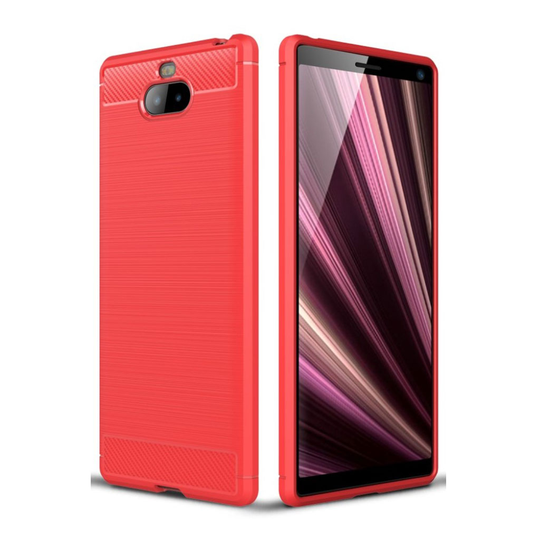 Sony Xperia 10 Plus carbon brushed case - Red