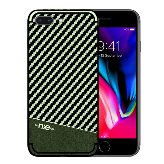 NXE iPhone 7 Plus ja 8 Plus hiilikuitutekstuurinen suojakuori - Vihreä