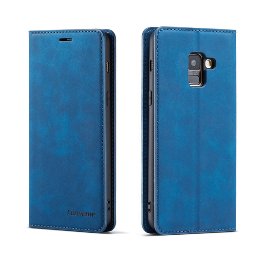 FORWENW Samsung Galaxy A8 (2018) nahkainen suojakotelo - Sininen