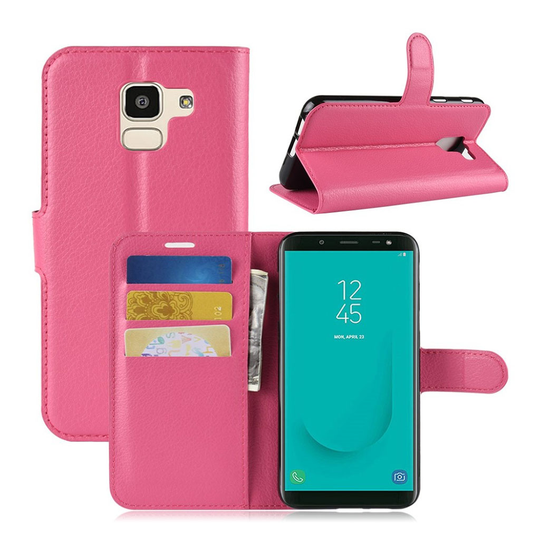 Samsung Galaxy J6 Liitsihedelmän Jyvä PU Nahka Lompakko Suoja kotelo - Ruusu