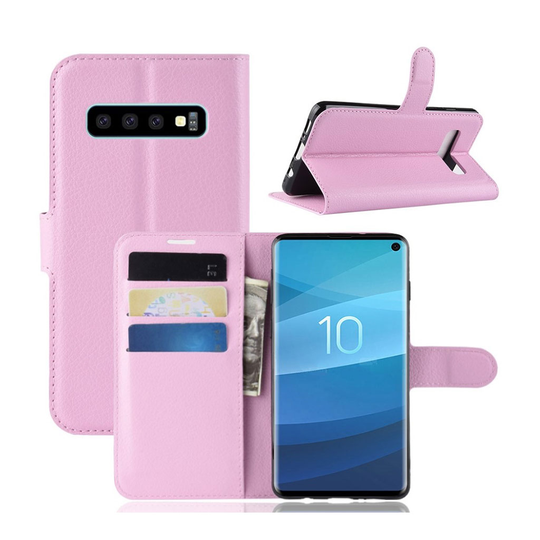 Samsung Galaxy S10 litsi nahkainen flip Suojakotelo - Pinkki
