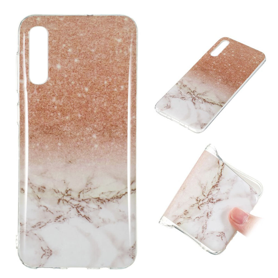 Marble Samsung Galaxy A50 kuoret - Luumu / valkoinen marmori