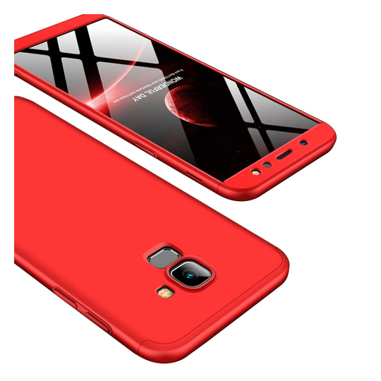 Samsung Galaxy A6 (2018) 3-Palainen Irrotettava Matta Muovinen Puhelinsuoja Kuori - Punainen