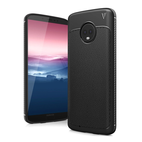 IVSO Gentry Series Motorola Moto G6 litchi grain leather case - Black