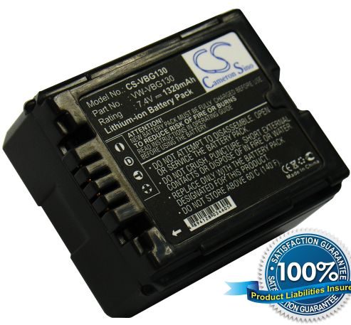 Panasonic VW-VBG130 VWVBG130 VW-VBG130-K yhteensopiva akku 1320 mAh - Uusi versio