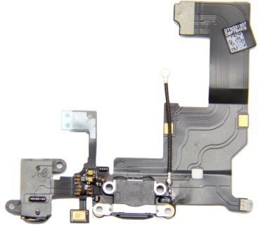 iPhone 5 Latausportti flex-kaapeli + kuulokeliitäntä + mikrofoni - Musta