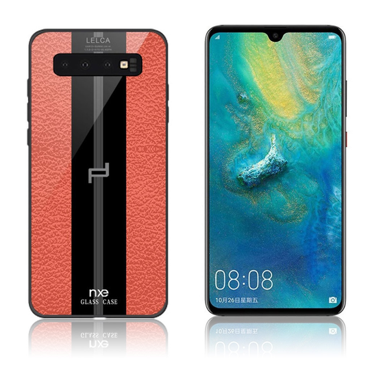 NXE LELCA Samsung Galaxy S10e lasi pintainen suojakotelo - Oranssi