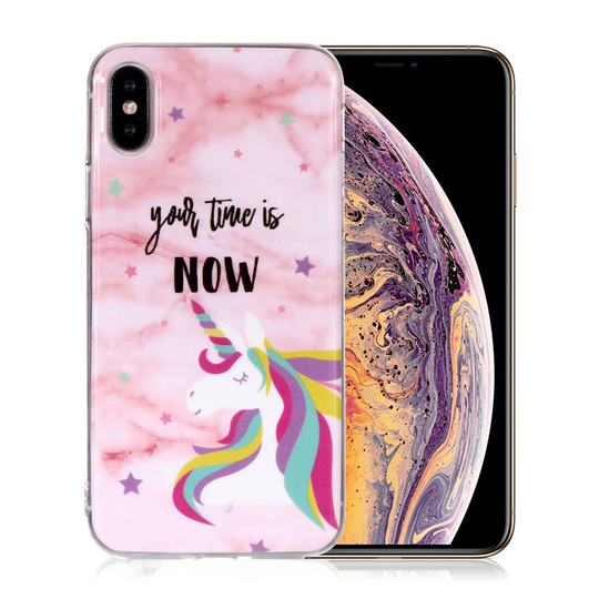 iPhone Xs Max IMD marmori kuviollinen silikooni muovinen pehmeä takasuoja kuori - Tyyli I