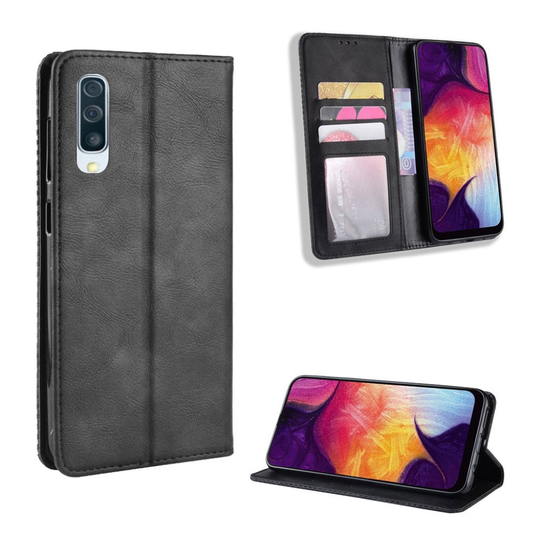 Samsung Galaxy A50 vintage leather case - Black