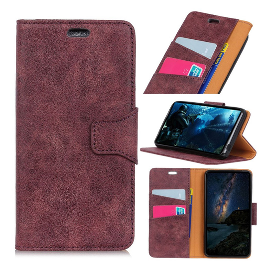 Google Pixel 3 Lite vintage Malli haljasnahkainen suojakotelo - Punainen