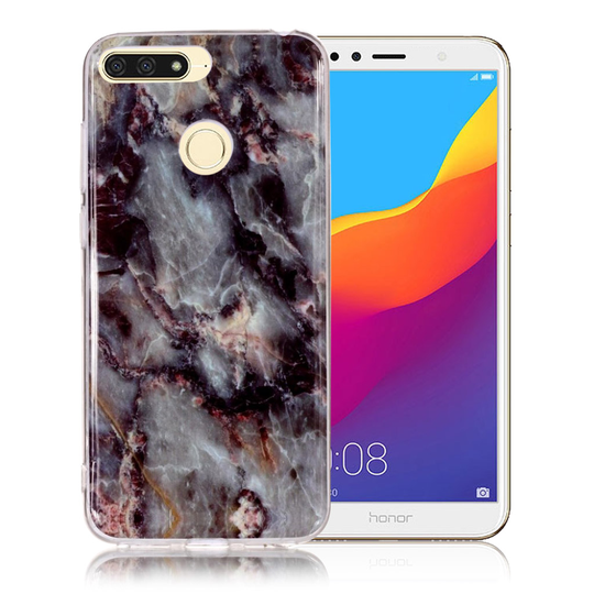 Huawei Honor 7A Marmori IMD Kuviollinen Pehmeä Muovinen Takasuoja Kuori - Sininen/ Musta