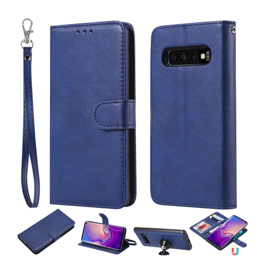 Samsung Galaxy S10 irroitettava nahkainen suojakotelo - Sininen