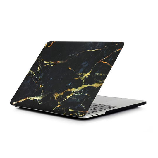 MacBook Pro 13 Touchbar Kuvallinen Kova Muovi Suoja Kuori - Musta/ Kulta