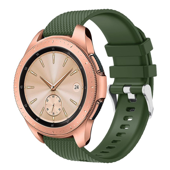 Samsung Galaxy Watch (42mm) kellolle silikooni muovinen vaihdettava ranneke - Tumman Vihreä
