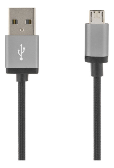 USB-synkronointi- Ja Latauskaapeli, Kangaspäällysteinen, USB-A Uros - USB Micro B Uros, 1 M, 2,4 A