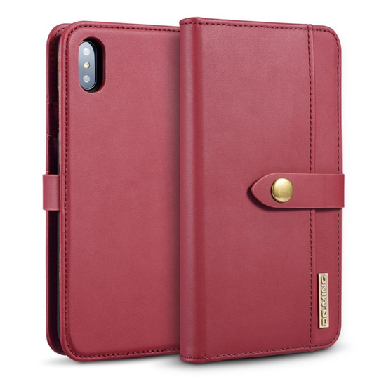 iPhone Xs Max DG.MING 2in1 lompakko mallinen suojakotelo useilla kortti paikoilla - Punainen
