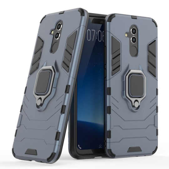 Huawei Mate 20 Lite Hybriidi muovinen takasuoja kuori metalli sormirenkaalla ja magneetilla - Sininen