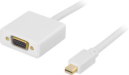 Kaapeli, Mini DisplayPort - VGA(HD15), 20-pin Uros - 15-pin Naaras, 1m, Valkoinen