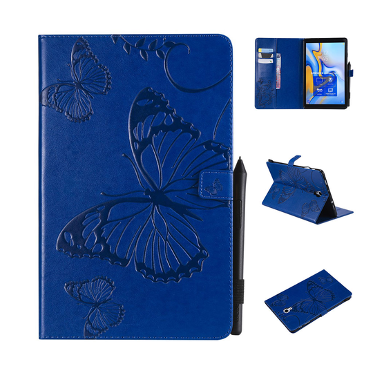 Samsung Galaxy Tab A 10.5 painettu Perhonen nahkainen flip suojakotelo - Sininen