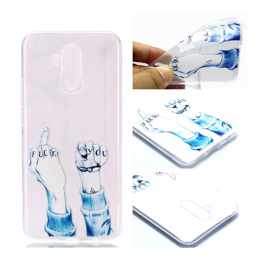 Huawei Mate 20 Lite kuviollinen joustava silikooni muovinen takasuoja kuori - Fuck You Käsi