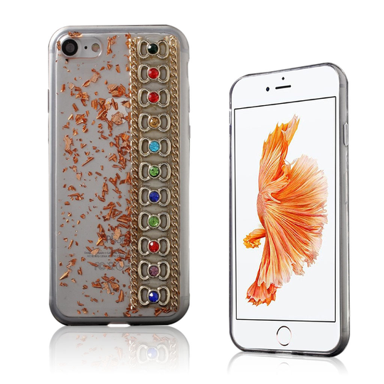 Blixen Tekojalokivi iPhone Suojaava Joustava Muovikuori - Kukka / Oranssi
