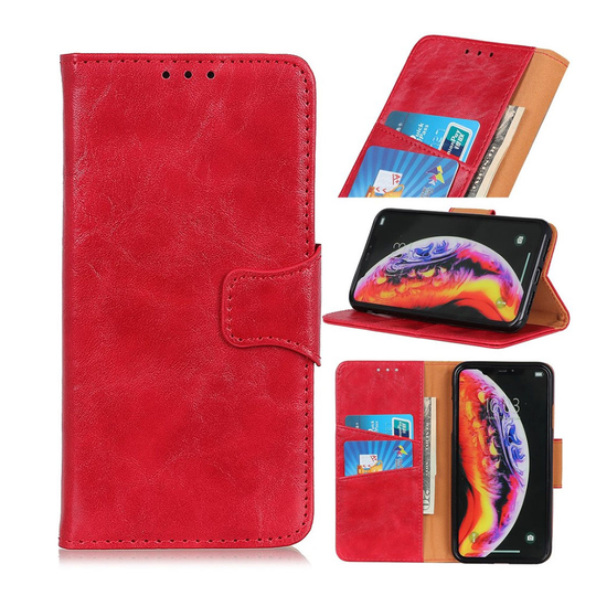 Crazy Horse Samsung Galaxy A50 wallet leather case - Red