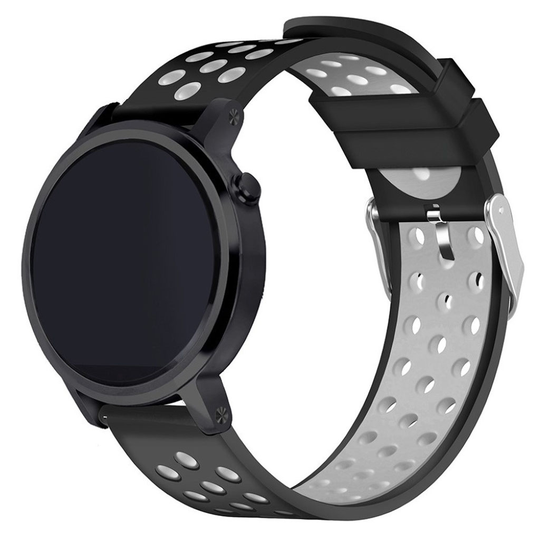 Samsung Gear S3 Kaksi Sävyinen Silikooni Muovinen Pehmeä Kellon Vaihto Ranneke - Musta/ Valkoinen