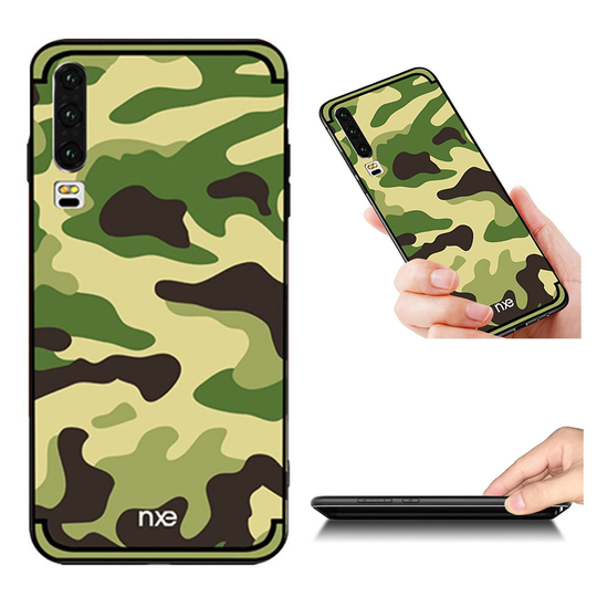 NXE Huawei P30 camo-kuvioinen suojakotelo - Vaaleanvihreä