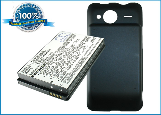 HTC EVO Shift 4G Knight Speedy PG06100 Extended With Back Cover yhteensopiva akku - 2400mAh