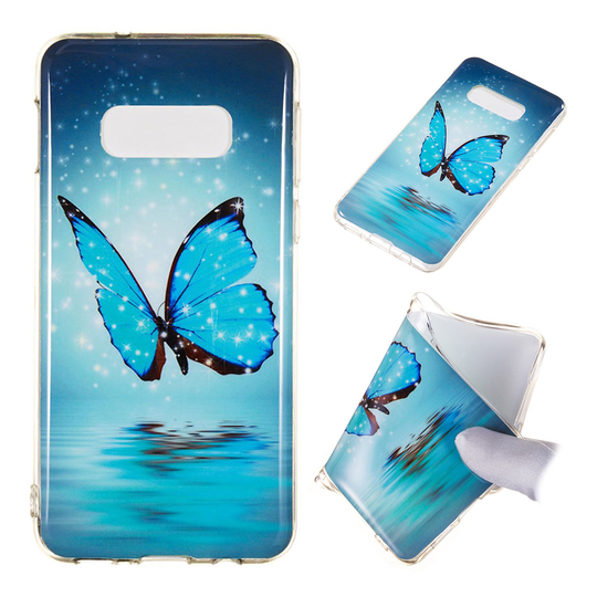 Samsung Galaxy S10e kirkkaasti hohtava kuosi Suojakotelo - Sininen Perhonen