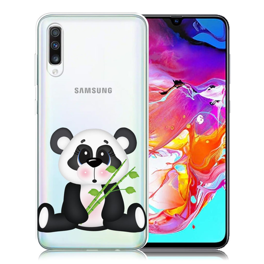 Deco Samsung Galaxy A70 kuoret - Panda Holding Bamboos