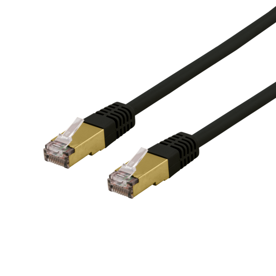 S/FTP Cat6a -laitekaapeli, 2 M, 500 MHz, Delta-sertifioitu, LSZH, Musta
