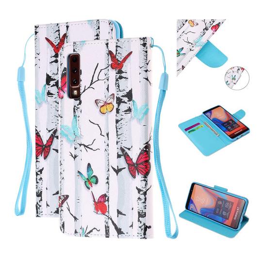 Samsung Galaxy A7 (2018) pattern leather case - Colorful Butterflies