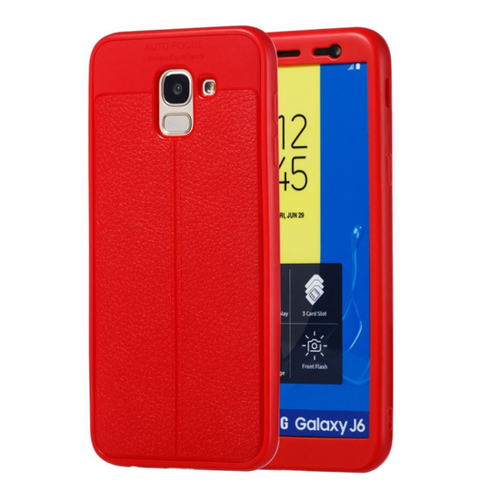 Samsung Galaxy J6 (2018) Kaksipalainen Liitsihedelmä Jyvä Pintainen Muovinen Suojakuori - Punainen